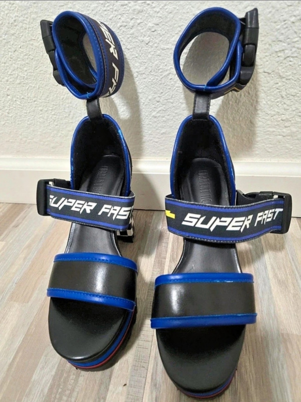 Platform Sandals in Black & Blue Like New